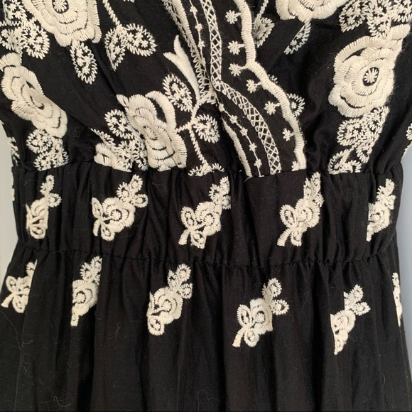KAREN KANE Embroidered Floral Sleeveless Dress Cotton Black & Creme - Picture 11 of 16